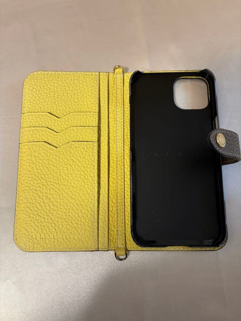超美品★BONAVENTURA iPhone13手帳型ケース エトープ×イエロー
