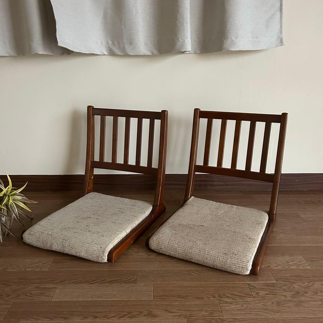 木製　折り畳み座椅子　ローチェア　和室　2脚セット