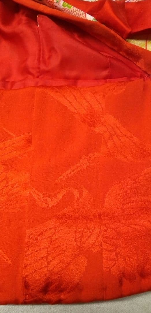 市松人形の着物　16号　ちりめん　比翼　古布　共八掛け