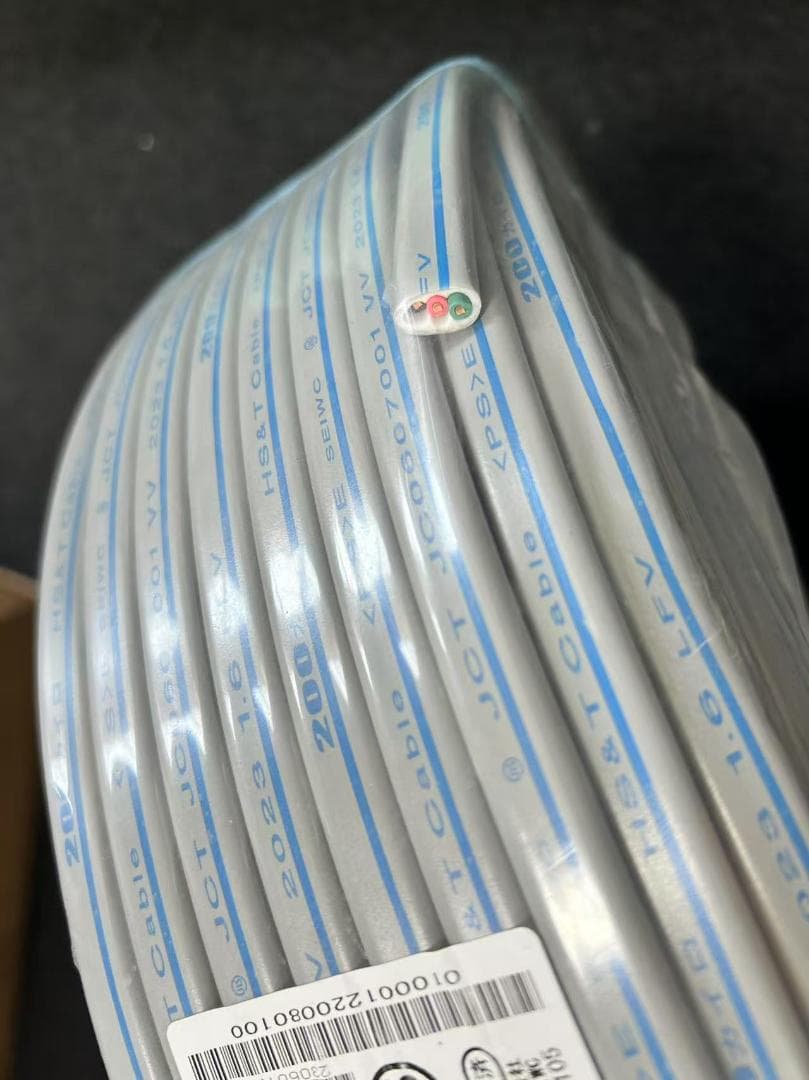 VVFケーブル 3 x 1.6 mm 住電HST製　黒赤緑100mケーブル