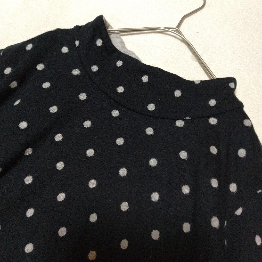 美品　慈雨　水玉　チュニック　L　黒　センソユニコ