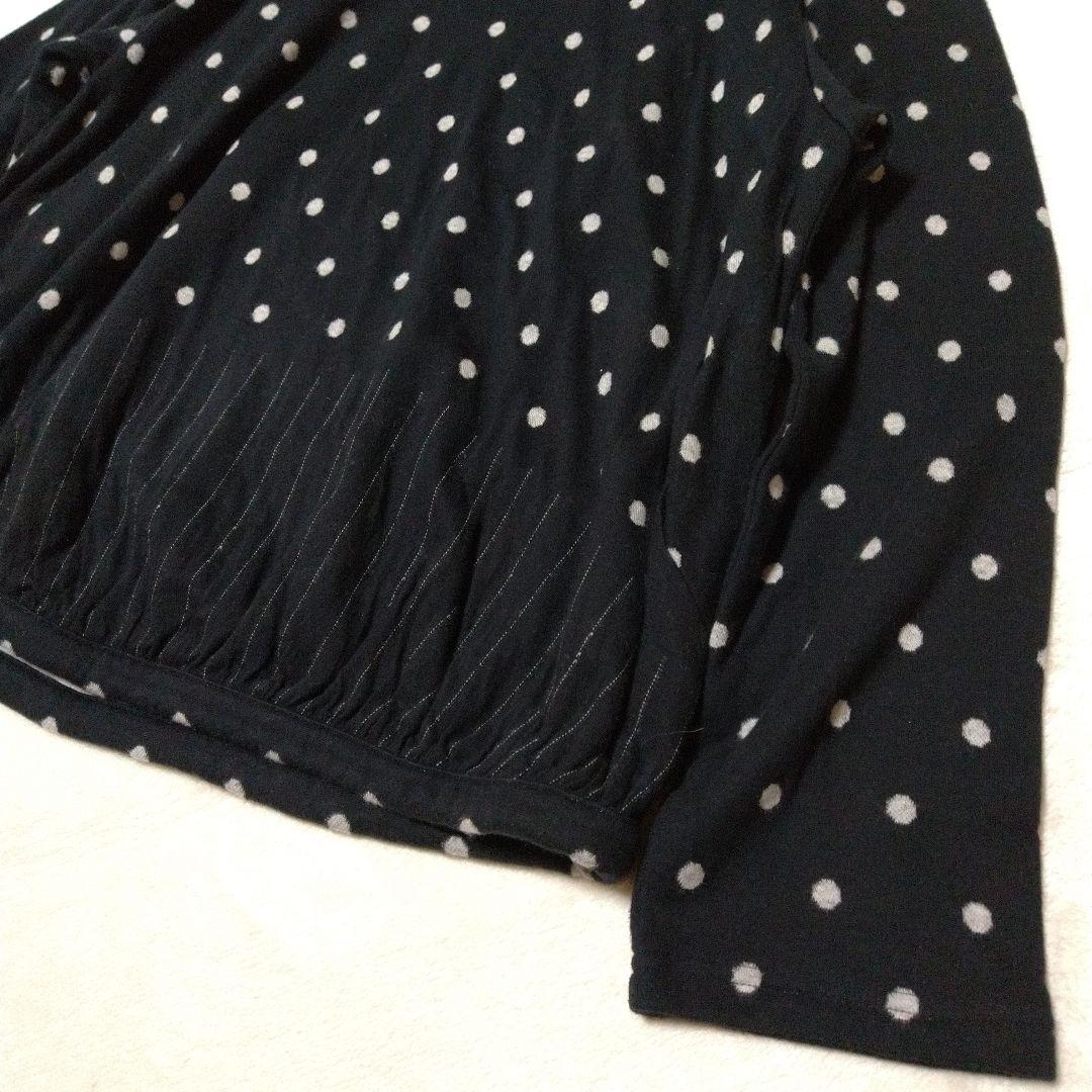 美品　慈雨　水玉　チュニック　L　黒　センソユニコ