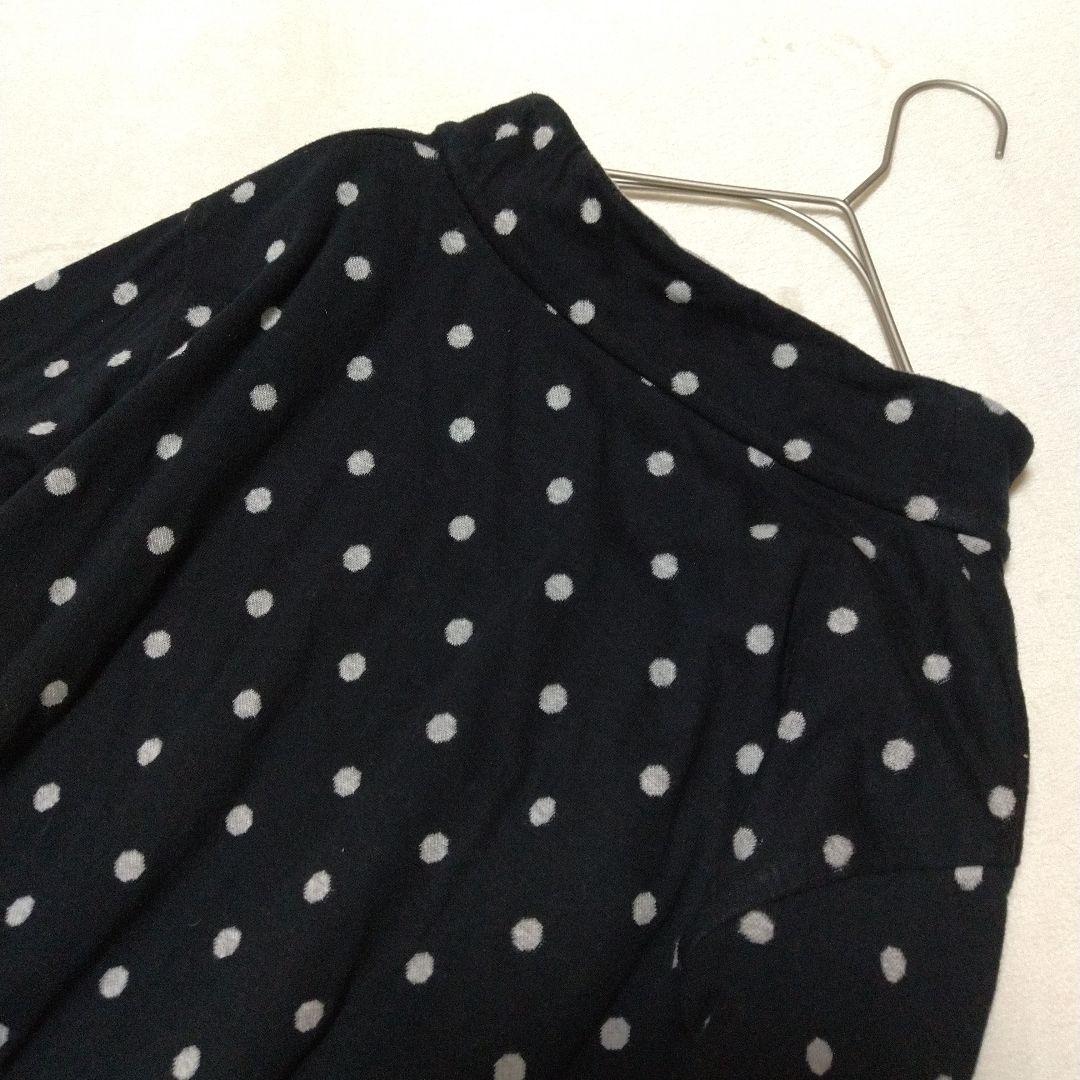 美品　慈雨　水玉　チュニック　L　黒　センソユニコ