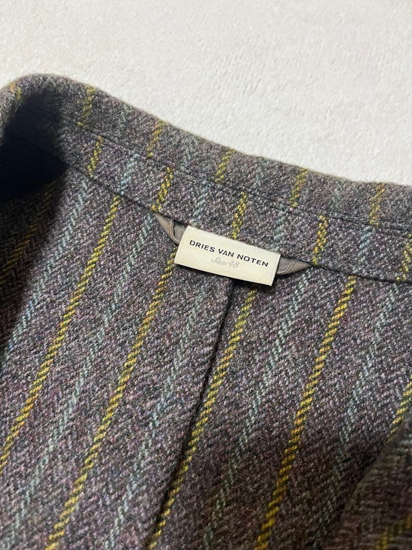 dris van noten ヘリンボーン　テーラードジャケット　48 パープル
