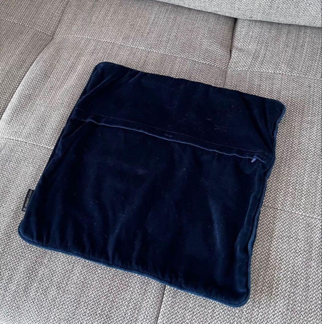 2個アルマーニカーザ ARMANI/CASA ベロアクッションカバー/紺ネイビー