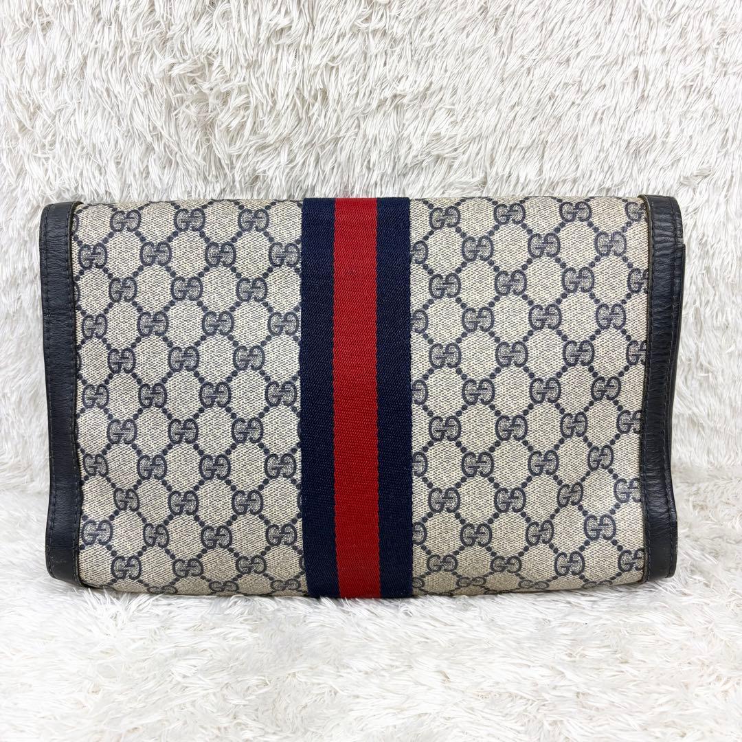 【美品】オールドグッチ シェリーライン GGスプリーム ロゴ金具 クラッチバッグ
