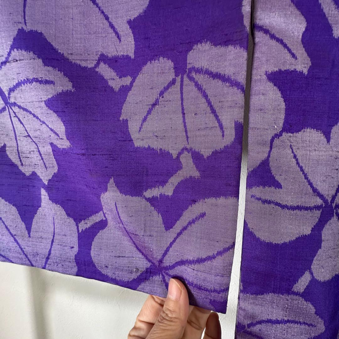 超美品　袷　正絹　着物　157 アンティーク　ヴィンテージ　銘仙　紫　ぶどう
