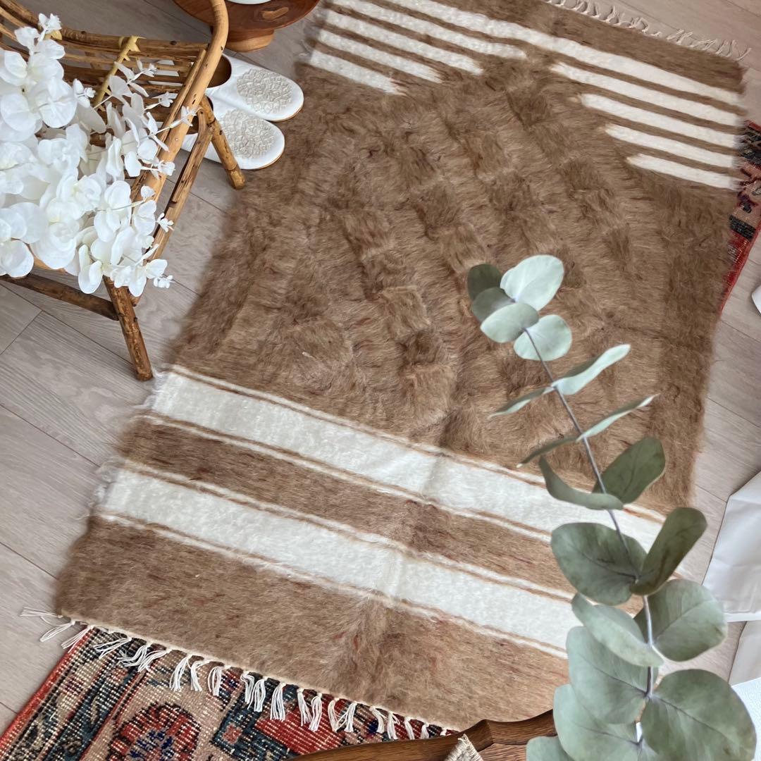 新品wool100％　キャラメル　ミルキー　バッターニエ　トルコヴィンテージラグ