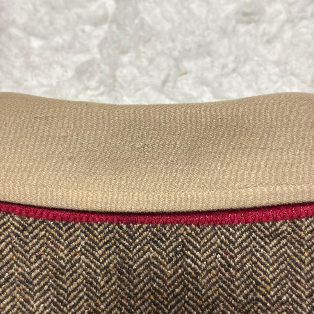 ETRO エトロ ヘリンボーン ウールカシミヤシルク レザー肩パッチ ジャケット