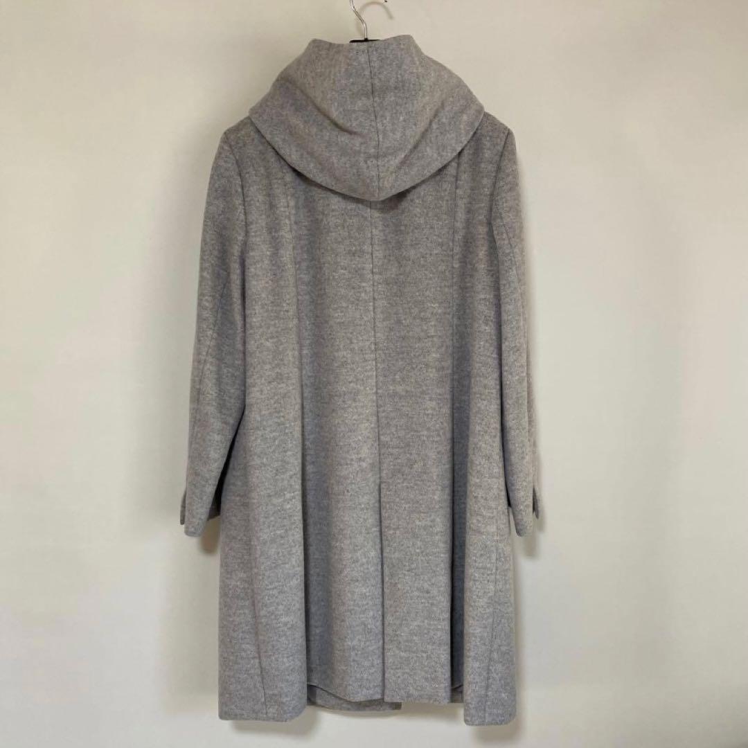 23区 ロングコート 44 フーデッドコート ライトグレー DMW
