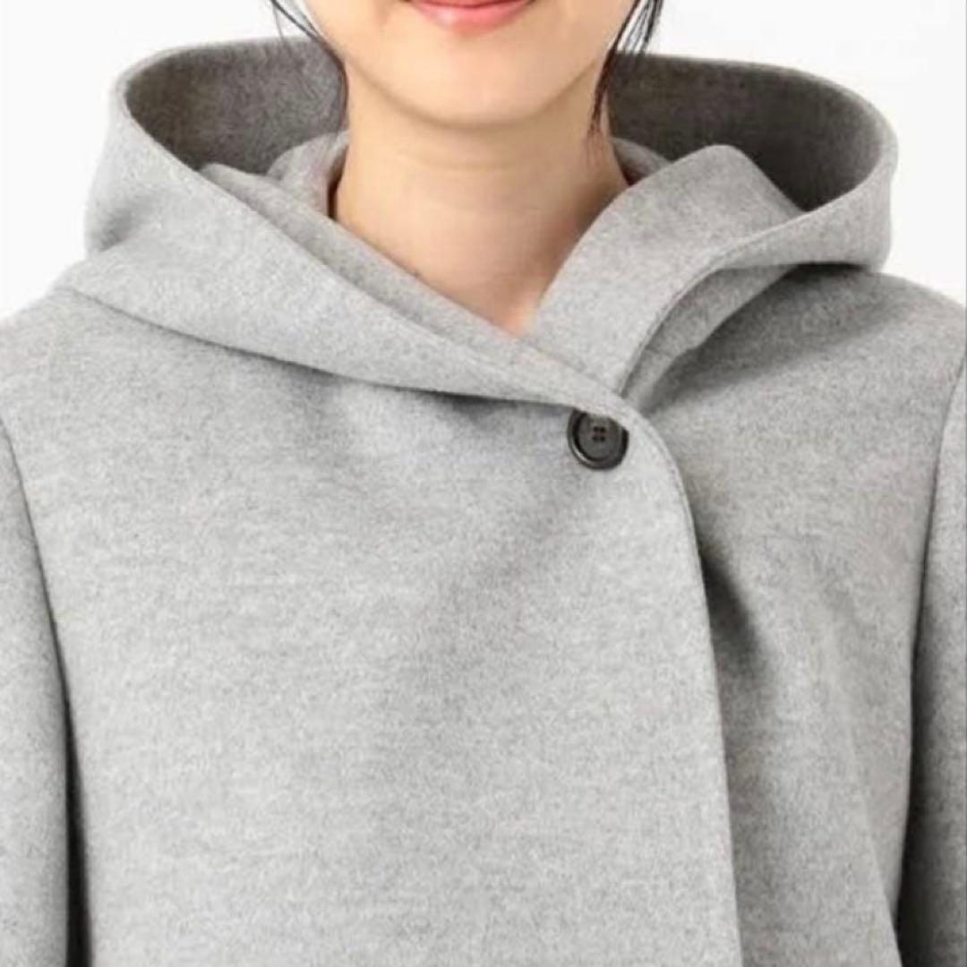 23区 ロングコート 44 フーデッドコート ライトグレー DMW