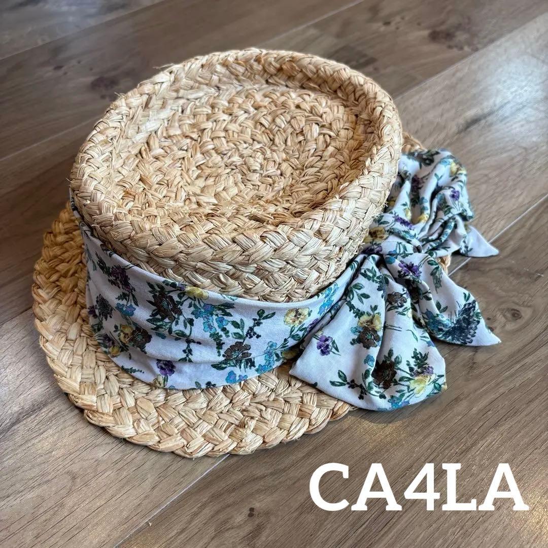 CA4LA 麦わら帽子 花柄リボン