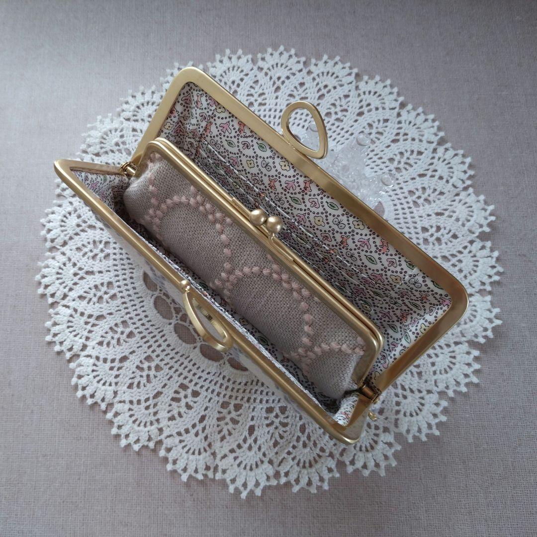 1240 ミナペルホネン tambourine ジョーゼット 親子がま口長財布