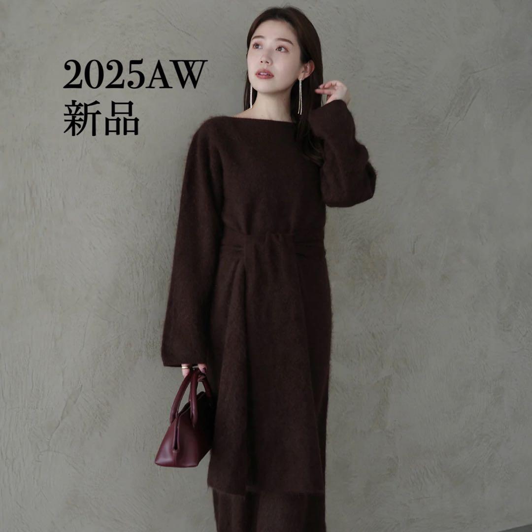 今季 新品 anuans ウールミンクニットワンピース ブラウン 2025AW