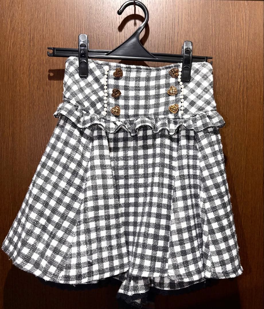 LIZLISA ギンガムツイードサスペンダー付スカパン