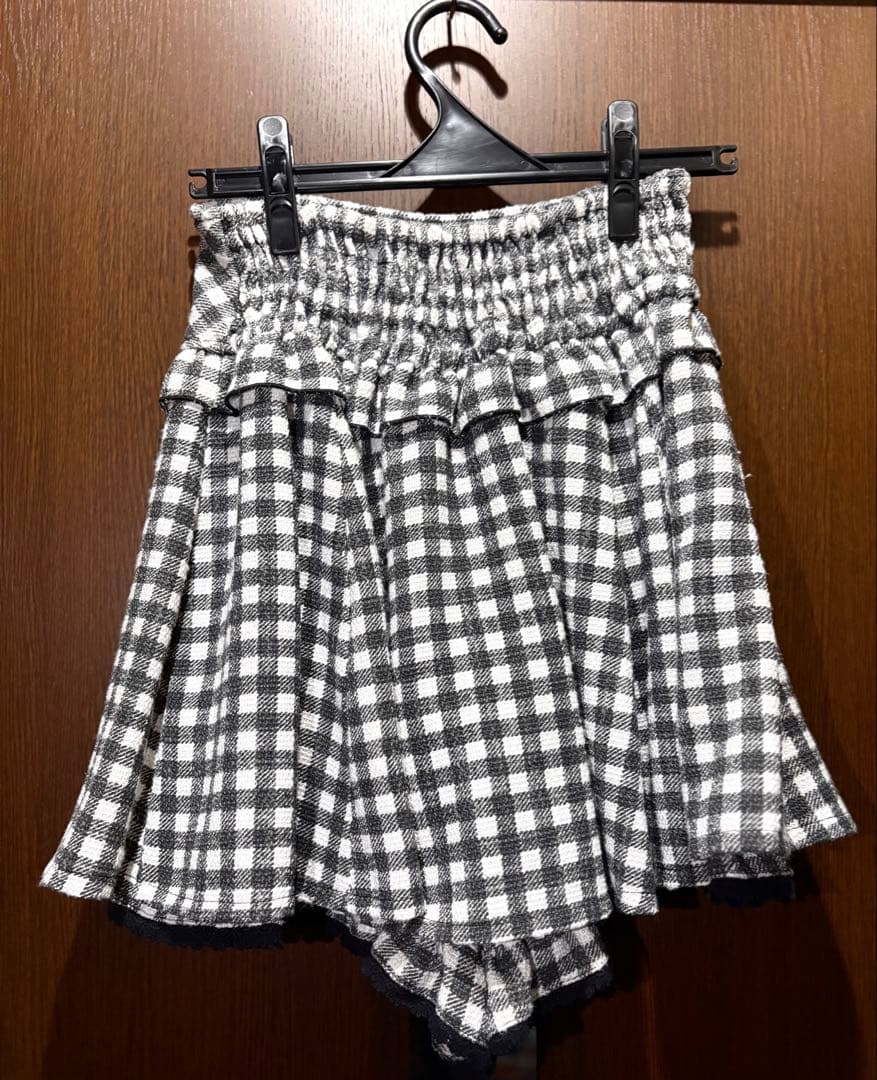 LIZLISA ギンガムツイードサスペンダー付スカパン