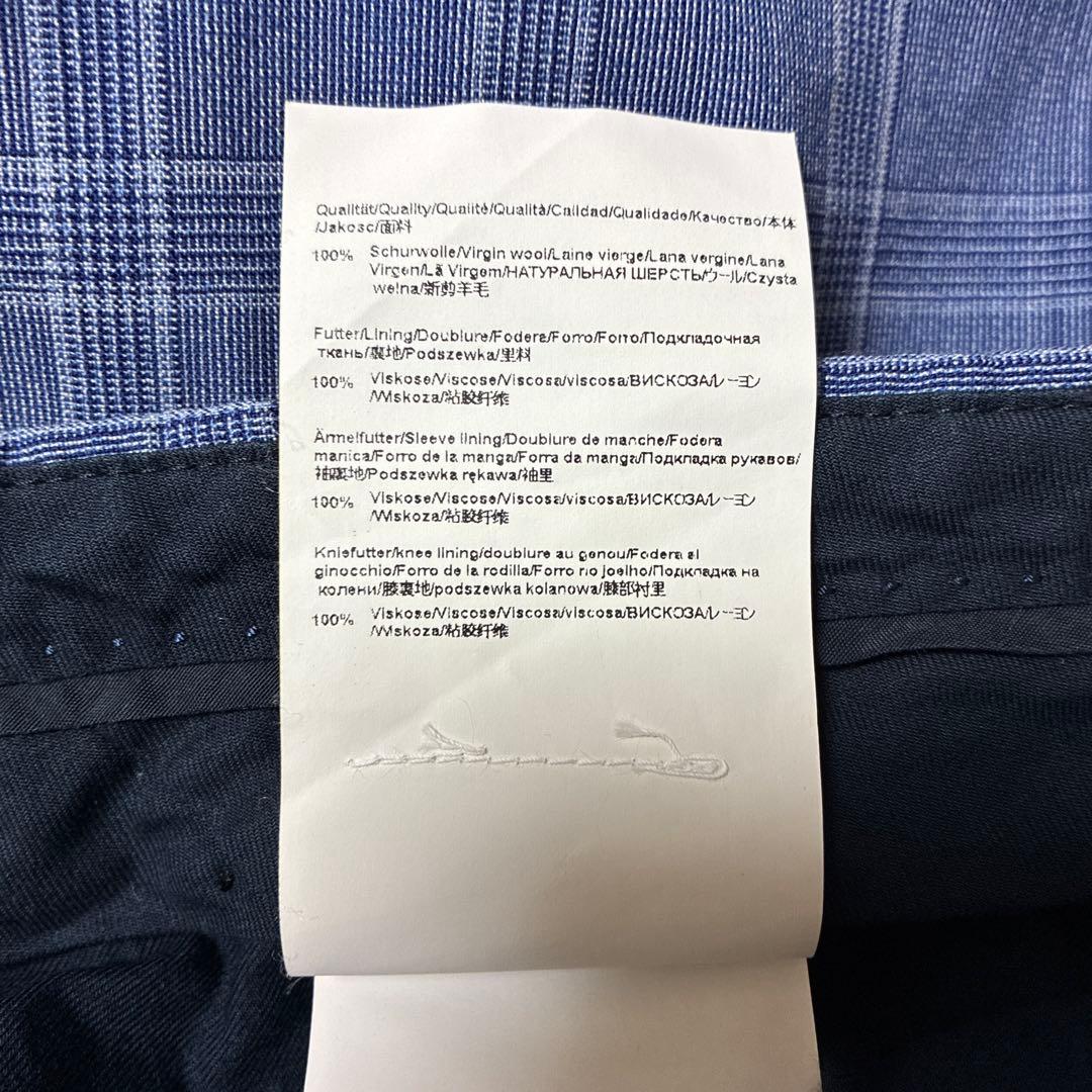 美品 現行タグ ヒューゴボス カルロバルベラ セットアップスーツ 青 チェック