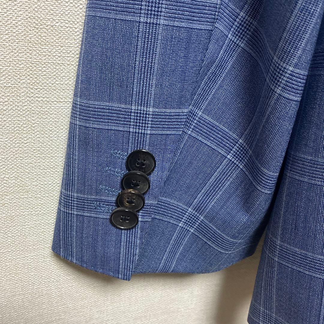 美品 現行タグ ヒューゴボス カルロバルベラ セットアップスーツ 青 チェック