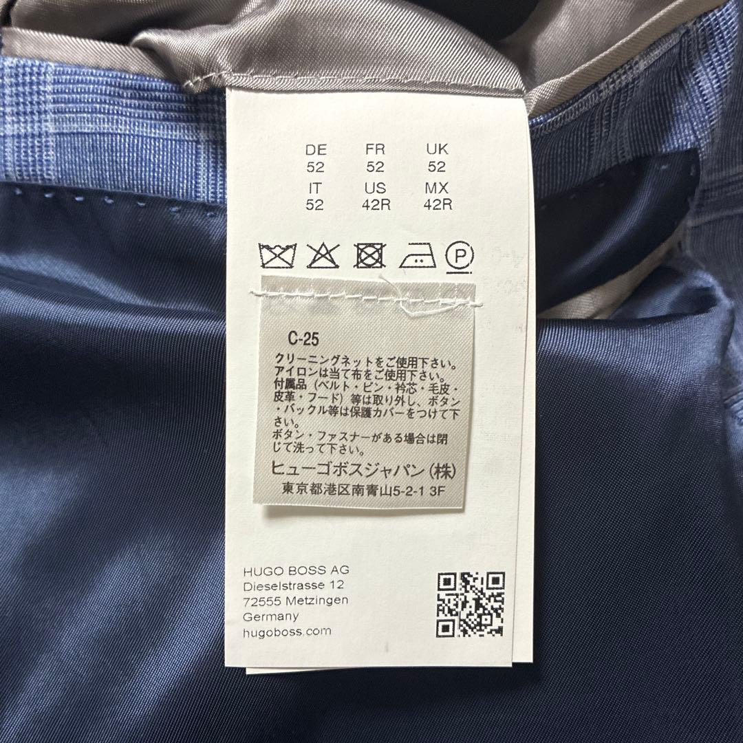 美品 現行タグ ヒューゴボス カルロバルベラ セットアップスーツ 青 チェック