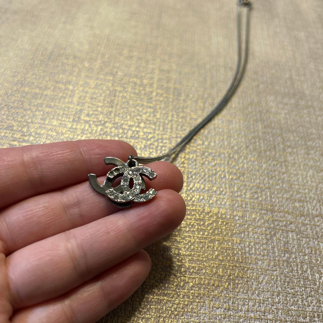 美品！CHANEL シルバー ダブルCロゴ ネックレス