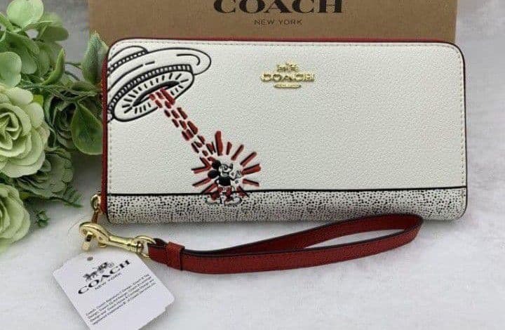 新品未使用コーチ長財布ディズニーミッキーマウスジップホワイト送料無料即日発送