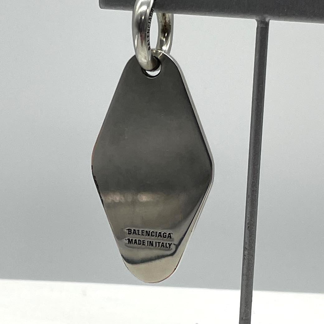 バレンシアガ 23SS ロゴフープ スターリングシルバー ピアス 片耳