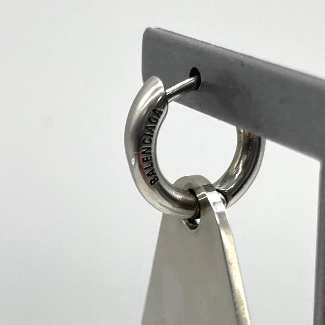 バレンシアガ 23SS ロゴフープ スターリングシルバー ピアス 片耳