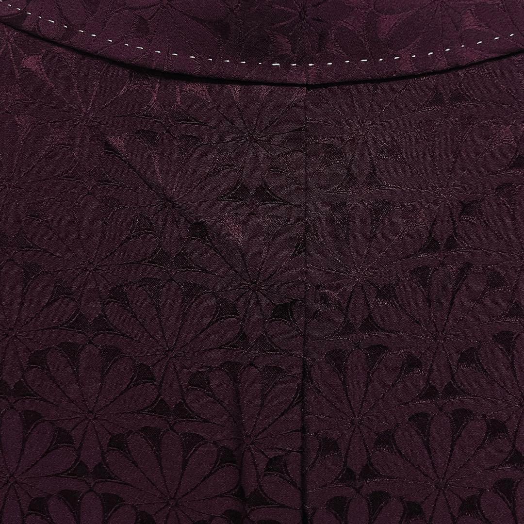 未着用　色無地　紋無し　菊青海波　パープル　ダークトーン　着物　023k