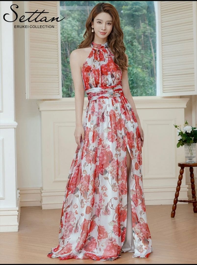Settann フラワープリント マキシドレス ロングドレス