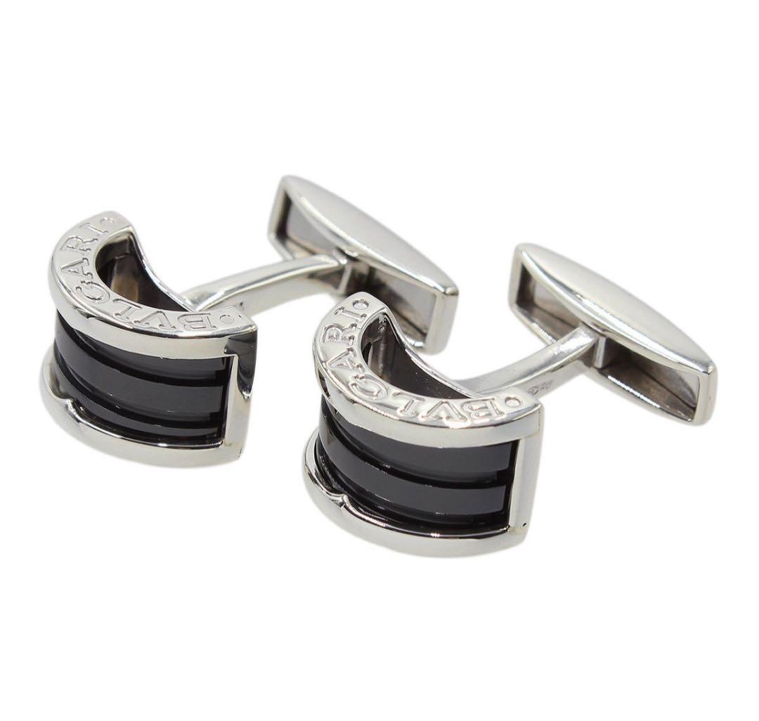 N2528 ブルガリ SV925×ブラックセラミック ビーゼロワン カフス