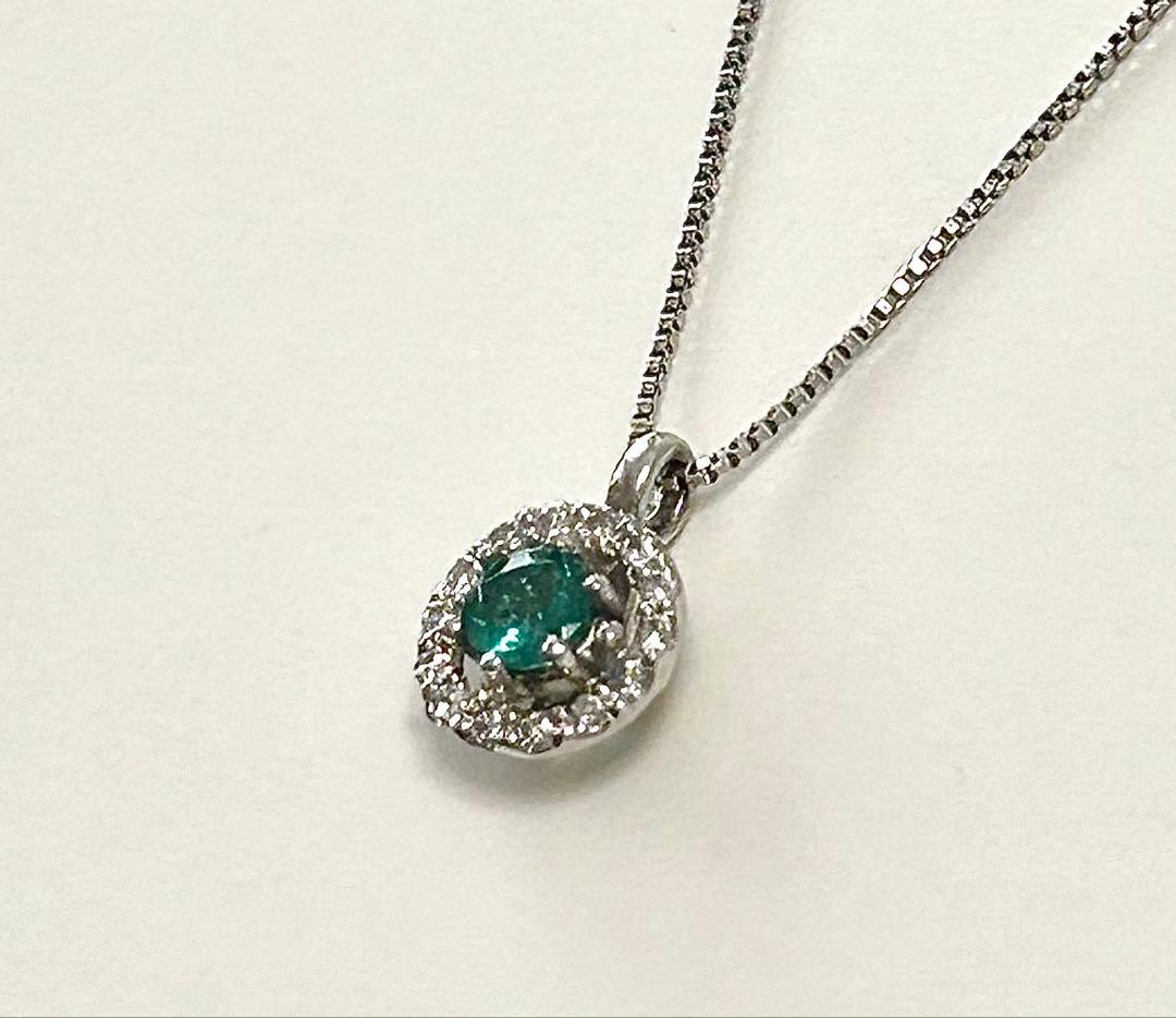 ネックレス pt900 パライバトルマリン ダイヤモンド プラチナ 取り巻き