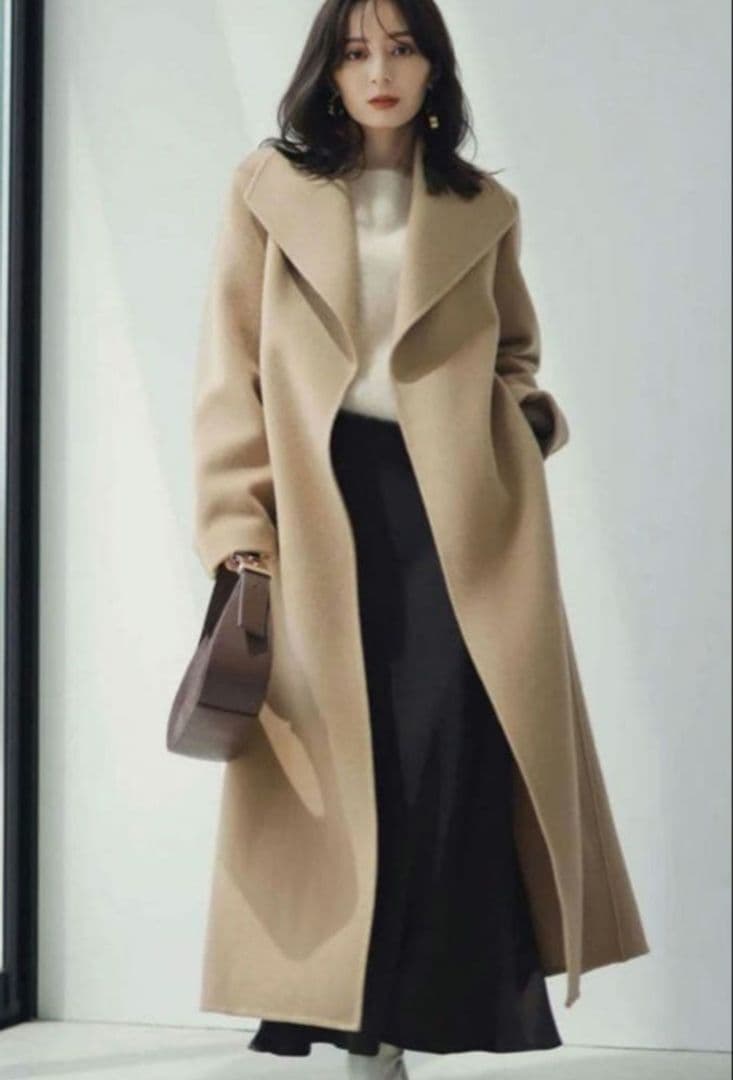 ビッグカラーリバーコートMサイズ キャメル ベージュ