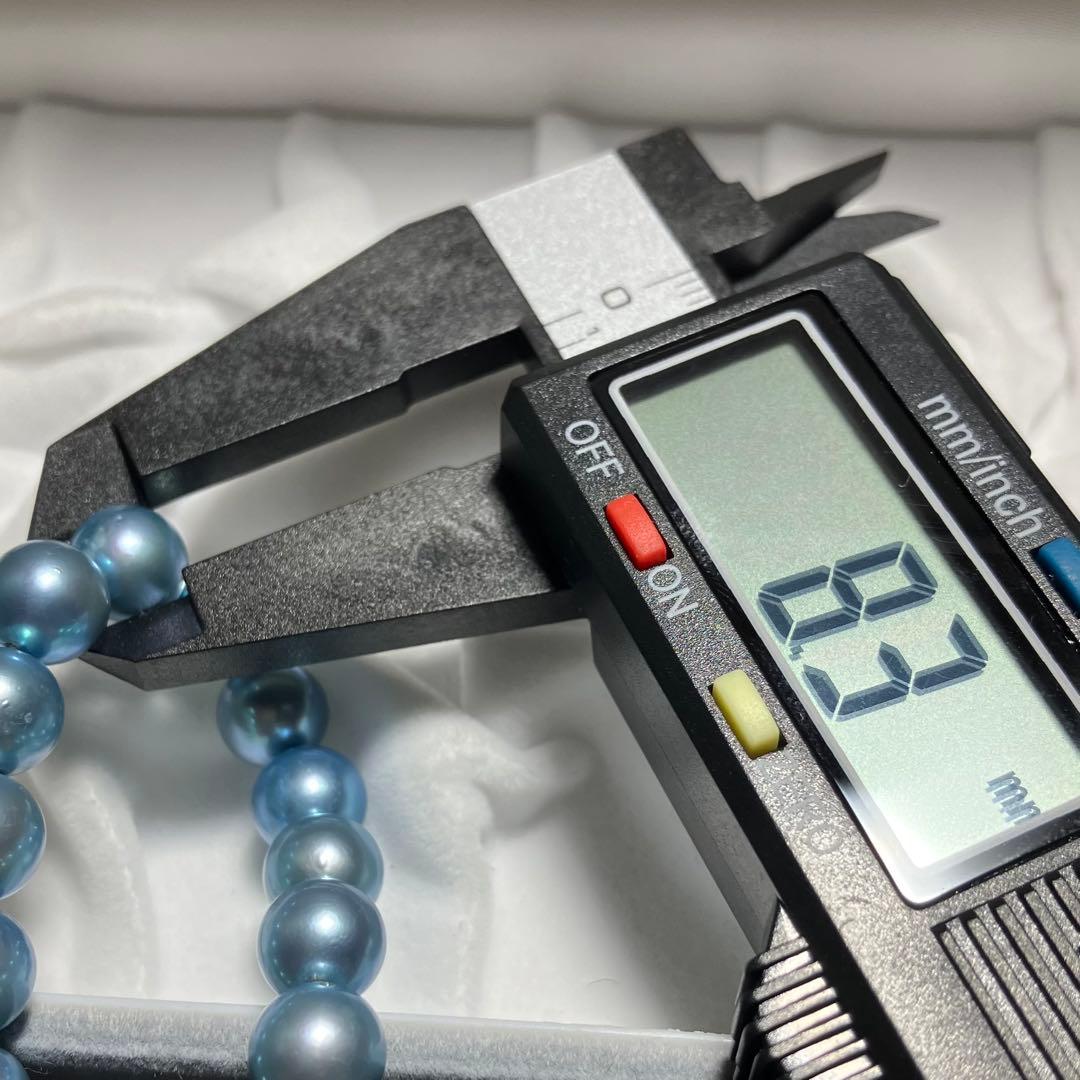 大珠 テリ強 アコヤ真珠 ブルー 7.5～8.5mm 44.5cm ネックレス