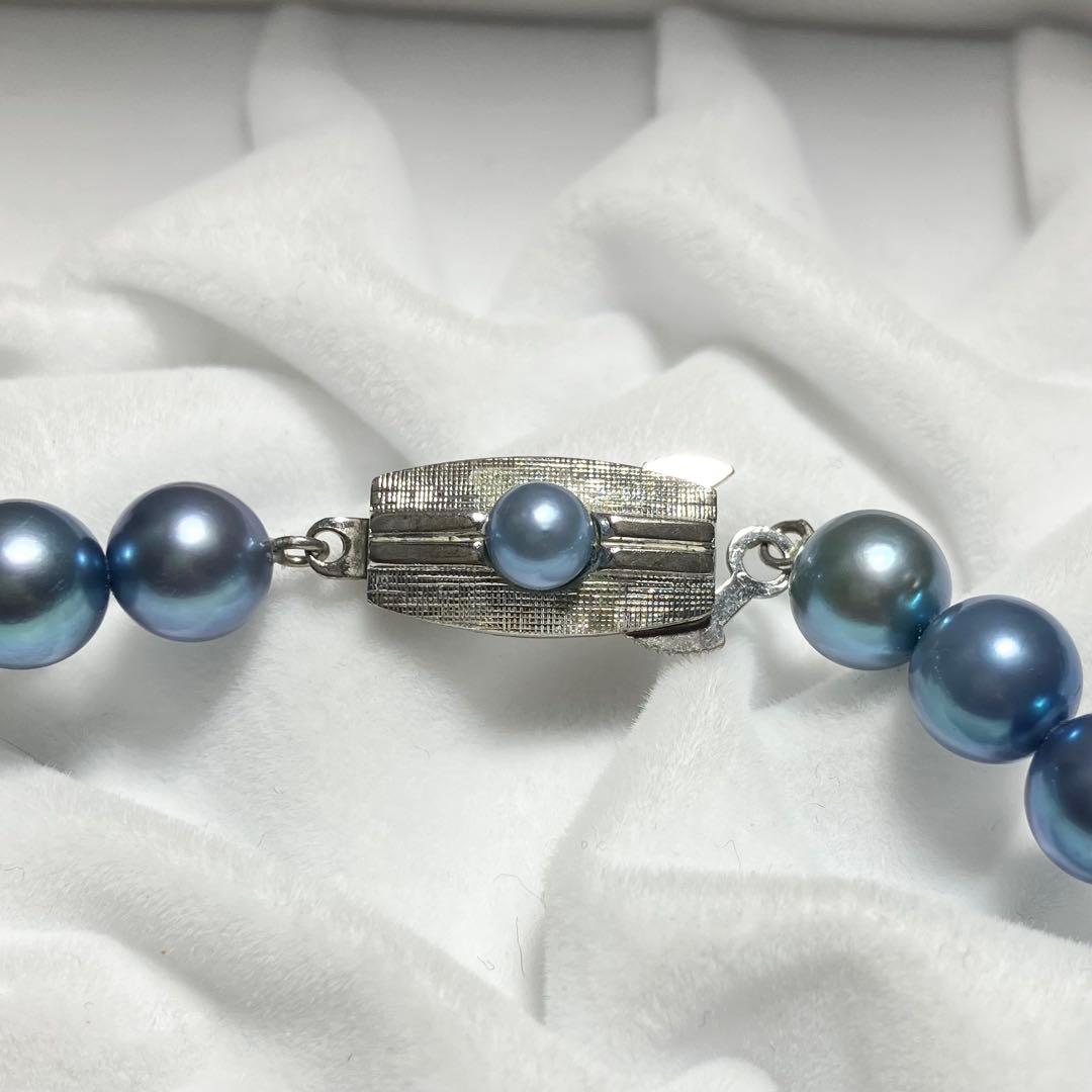 大珠 テリ強 アコヤ真珠 ブルー 7.5～8.5mm 44.5cm ネックレス