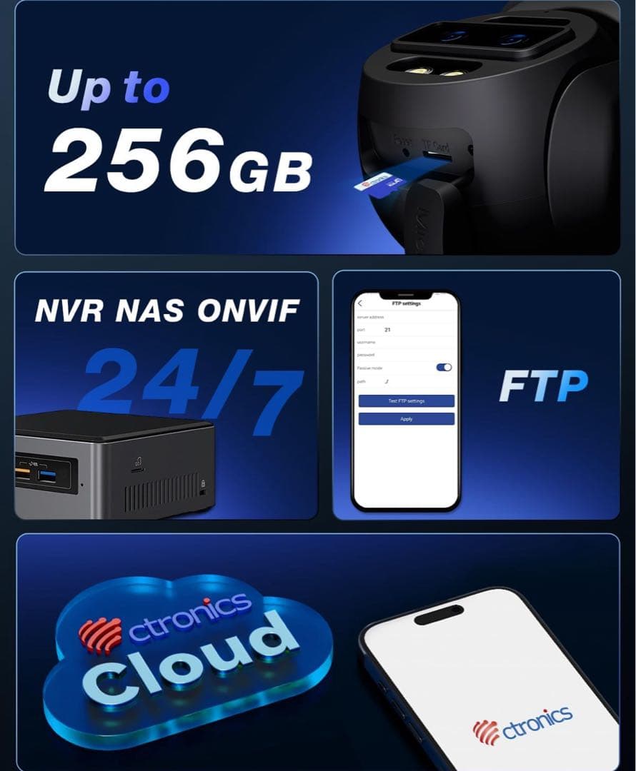 Ctronics 4K Ultra HD 10倍ハイブリッドズームカメラ