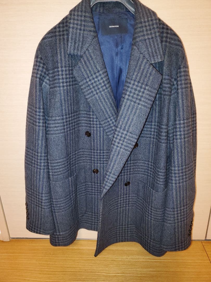 美品フレームワークダブルブレストジャケット