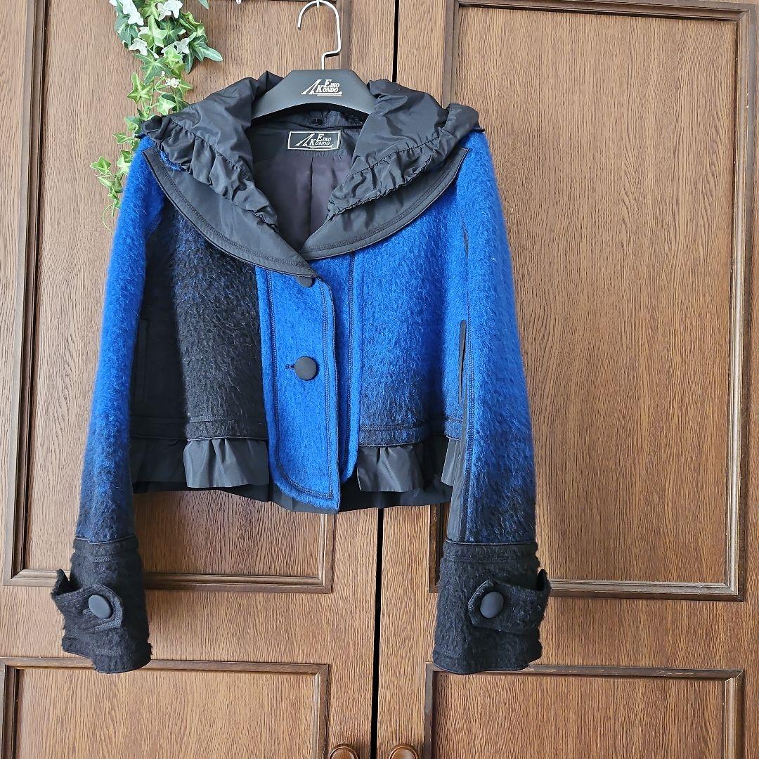 専用⭐ロイヤルブルーと黒のフード付きテーラードジャケット&スカートセット