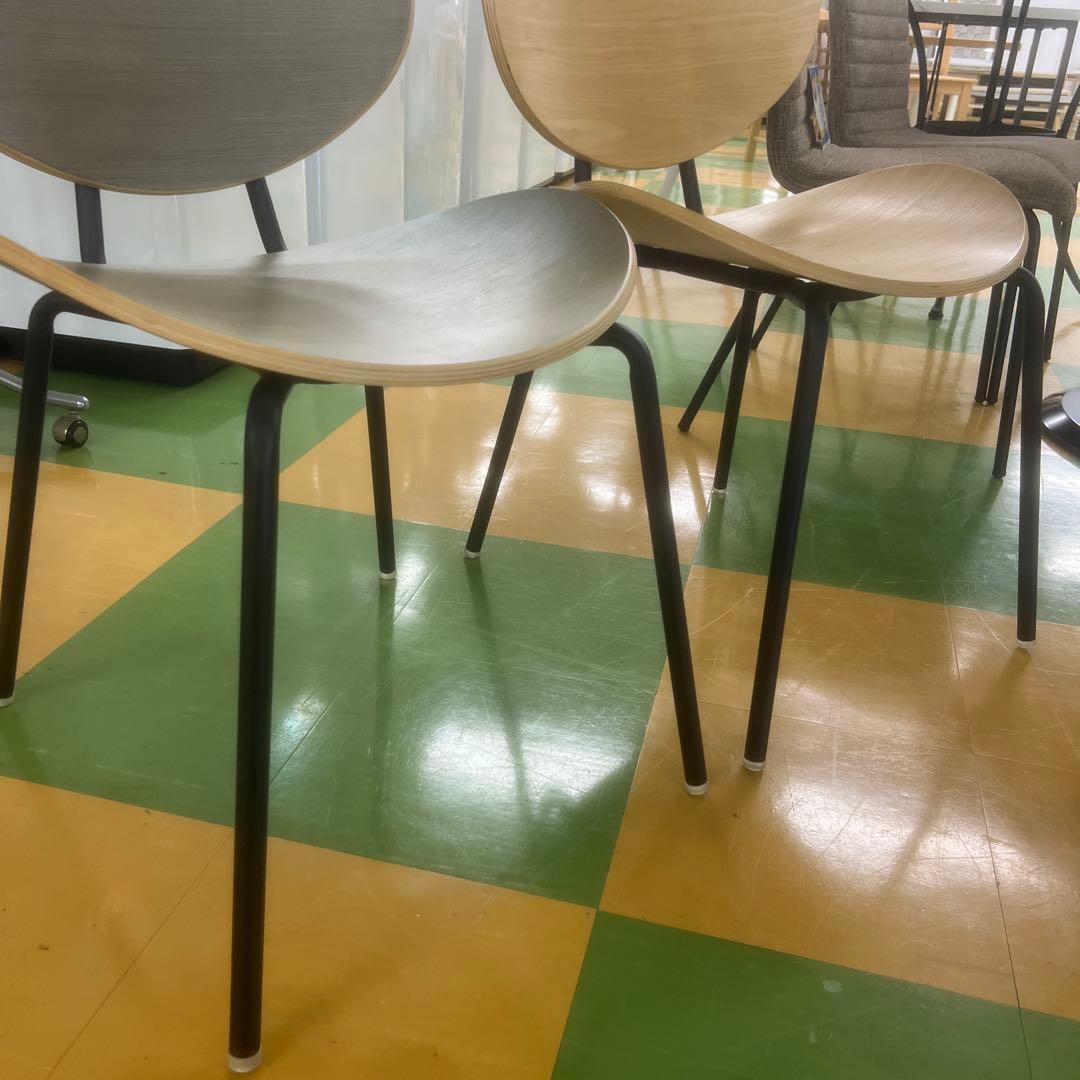 240 KANADEMONO オーバル型　ダイニングチェア 木目調　2脚セット