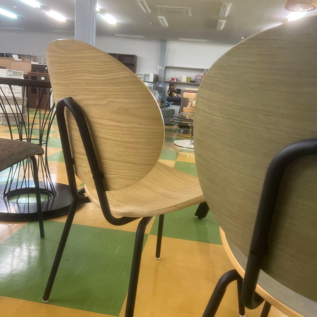 240 KANADEMONO オーバル型　ダイニングチェア 木目調　2脚セット