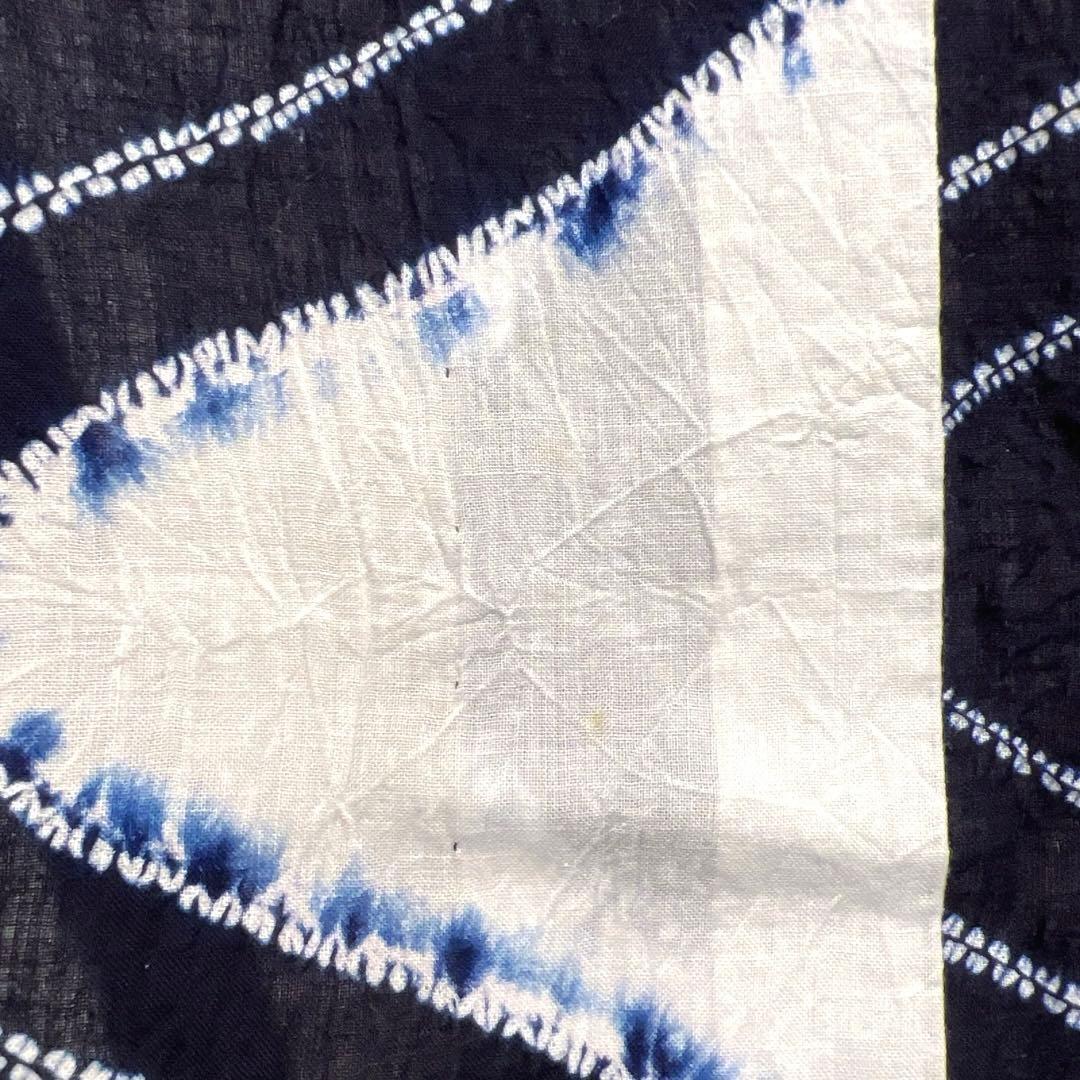 浴衣　有松鳴海絞り　藍染　楓　流水　ネイビー　ピンク　着物　035a d