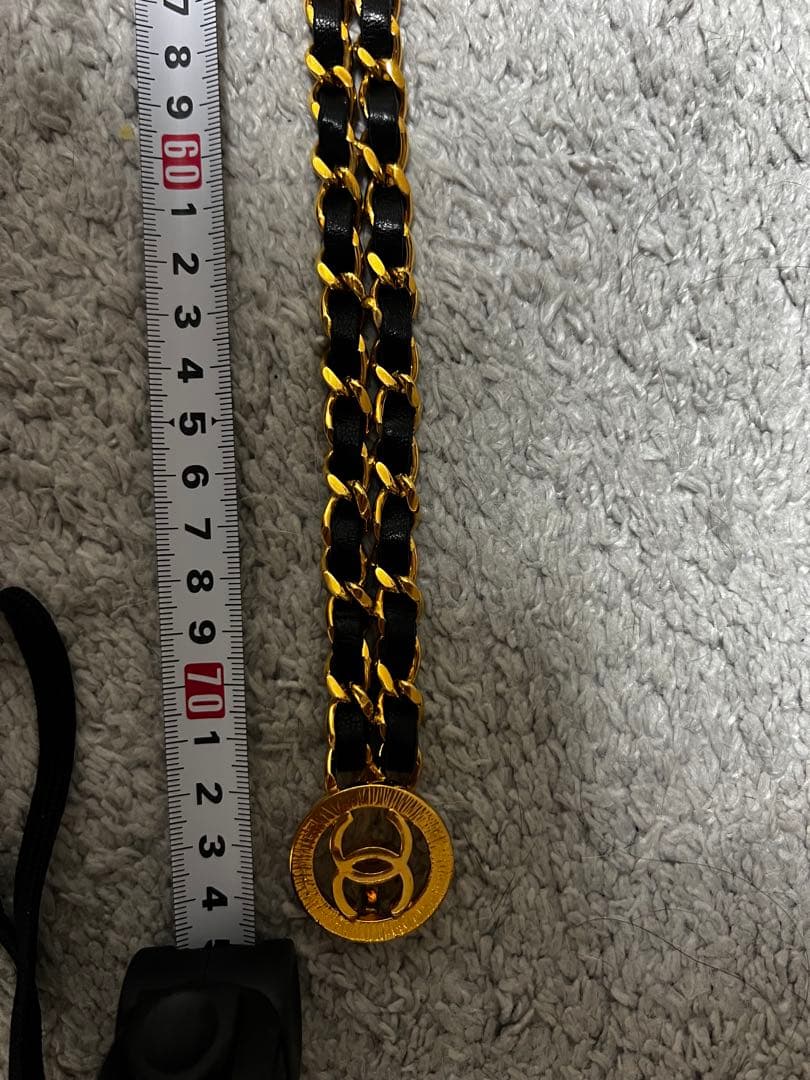 CHANEL チェーンベルト 黒/金