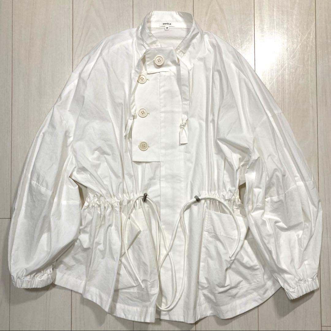 ENFOLD 2WAY ショートブルゾン 白 ホワイト　タイプライタージャケット