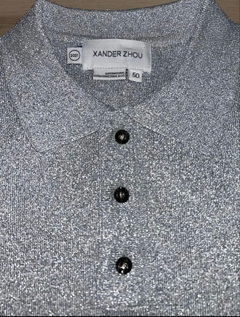 肩*】様 XANDER ZHOU シルバー ポロシャツ サイズ50 ポーガーズ