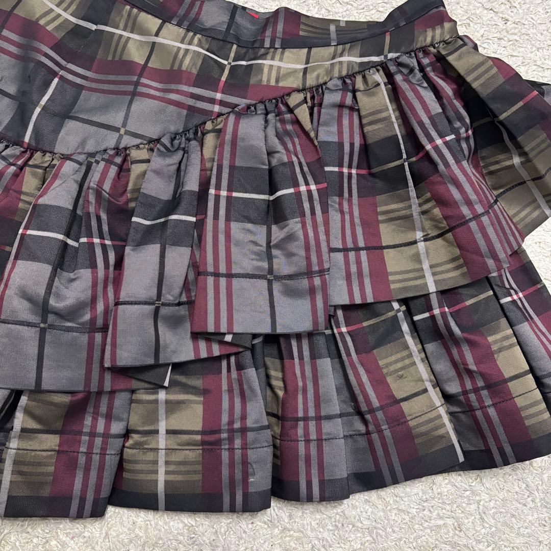 ヴィヴィアンウエストウッド　変形ミニスカート　ロゴボタン　チェック　ティアード