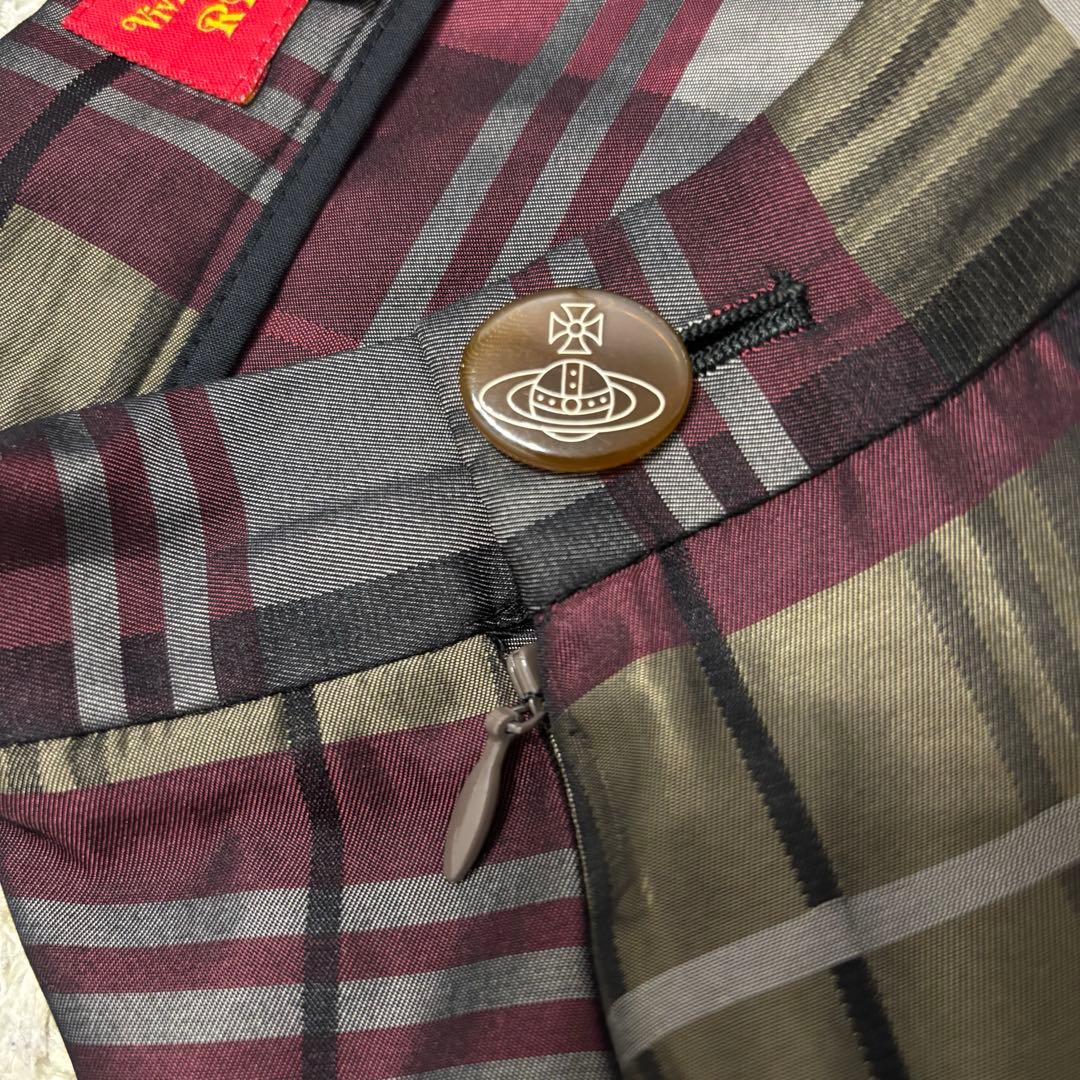 ヴィヴィアンウエストウッド　変形ミニスカート　ロゴボタン　チェック　ティアード