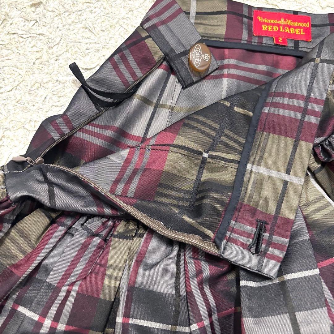 ヴィヴィアンウエストウッド　変形ミニスカート　ロゴボタン　チェック　ティアード