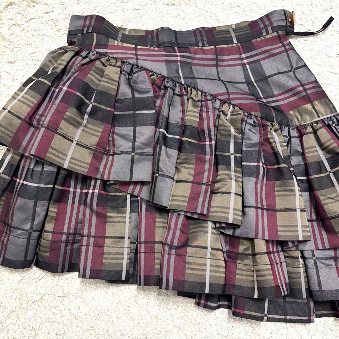 ヴィヴィアンウエストウッド　変形ミニスカート　ロゴボタン　チェック　ティアード