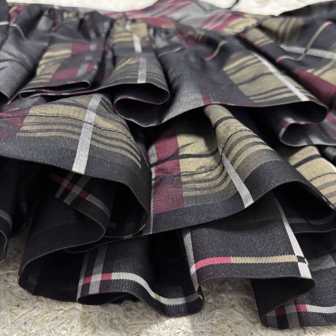 ヴィヴィアンウエストウッド　変形ミニスカート　ロゴボタン　チェック　ティアード