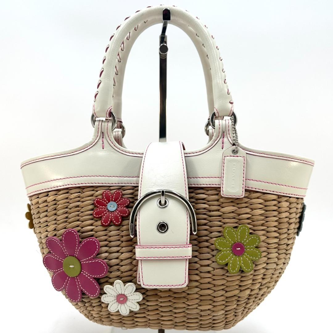 COACH コーチ ソーホー かごバッグ フラワーモチーフ 内側シグネチャー