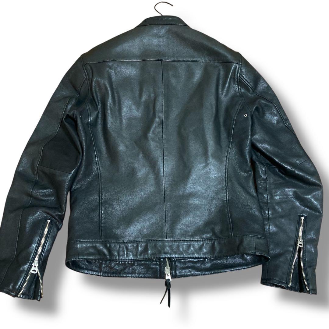 monkey time ブラックレザー シングルライダース L 花柄 やぎ革